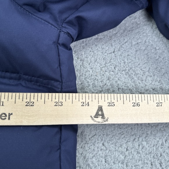 LL Bean Puffer Downtek Jacket Men Medium Reg Blue Removable Hood Pertex 295958 - Picture 6 of 16